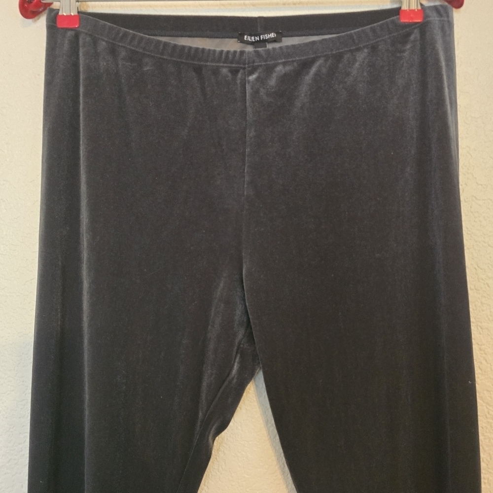 Eileen Fischer Stretch Velvet Knit Ankle Length Leggings Large Charcoal Gray - Picture 6 of 10